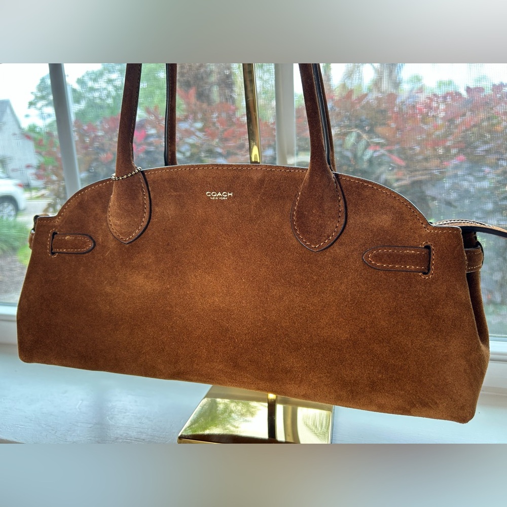 NWOT🌸COACH Empire 34 Carryall Suede Shoulder Handle Bag in “Warm Brown” - Picture 2 of 15